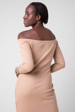 Off Shoulder Embroidery Decor Midi Dress