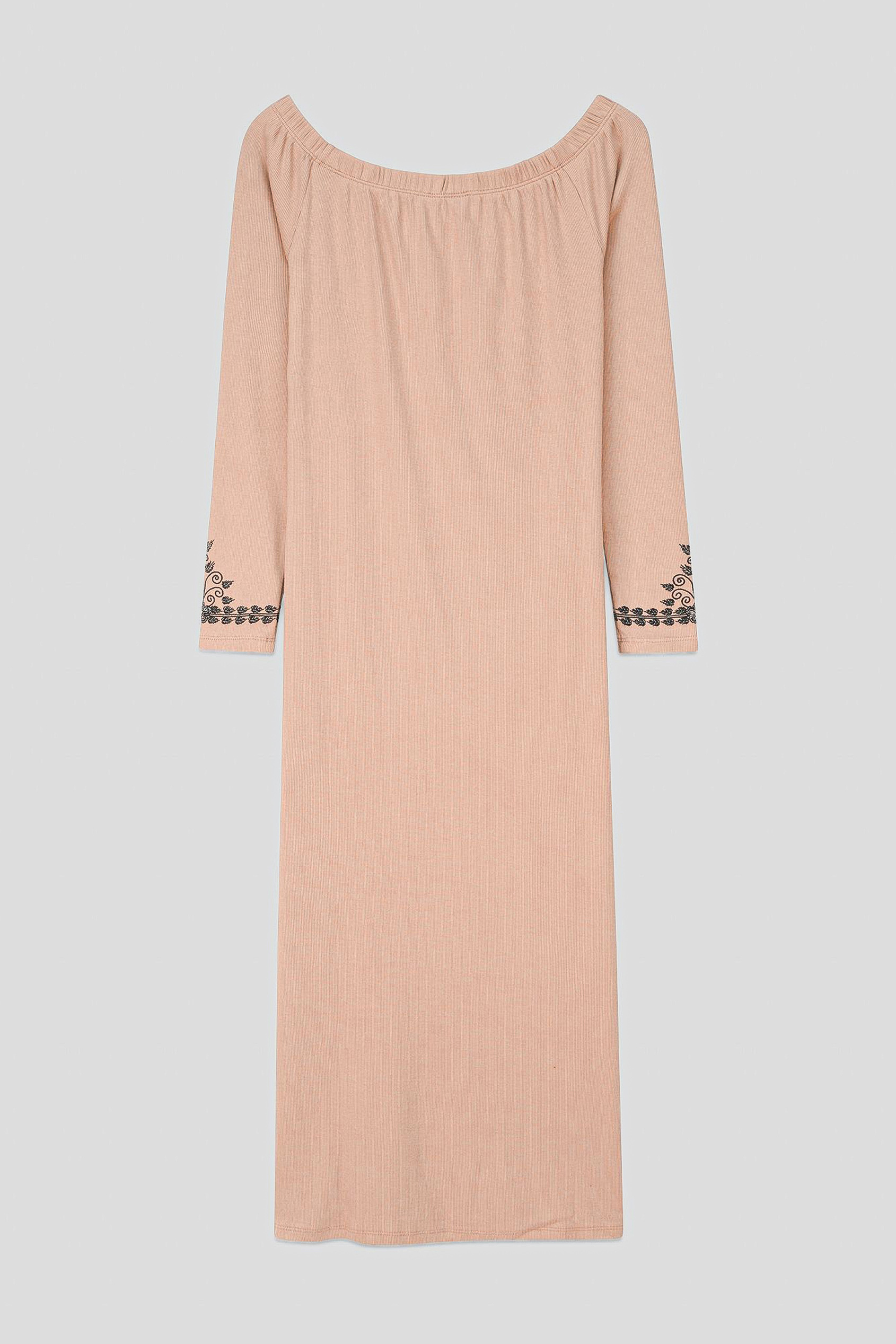 Off Shoulder Embroidery Decor Midi Dress