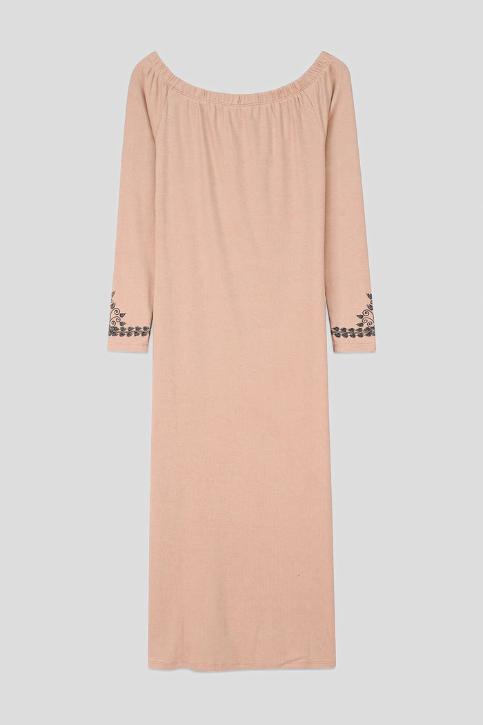 Off Shoulder Embroidery Decor Midi Dress