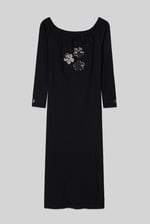 Off Shoulder Embroidery Decor Midi Dress