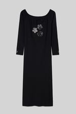 Off Shoulder Embroidery Decor Midi Dress