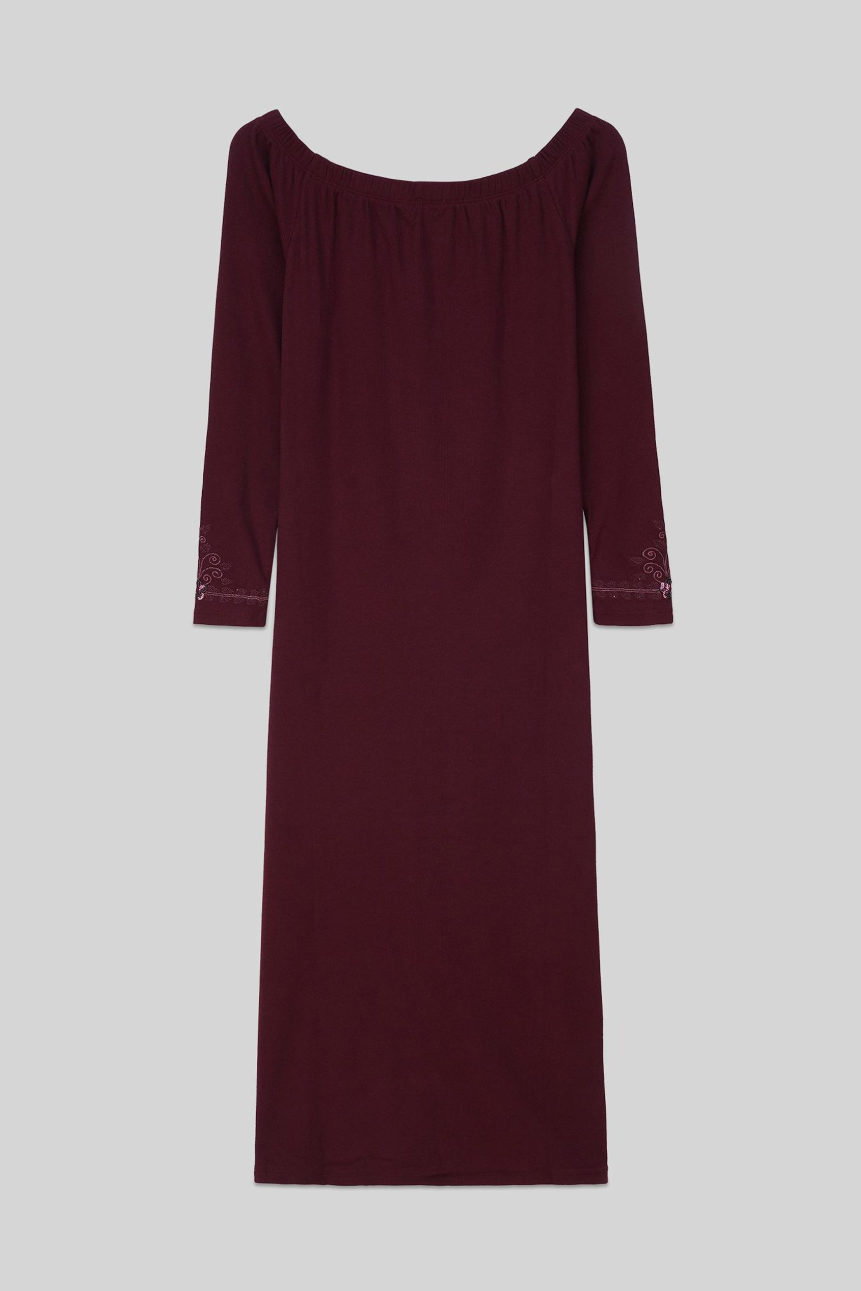 Off Shoulder Embroidery Decor Midi Dress