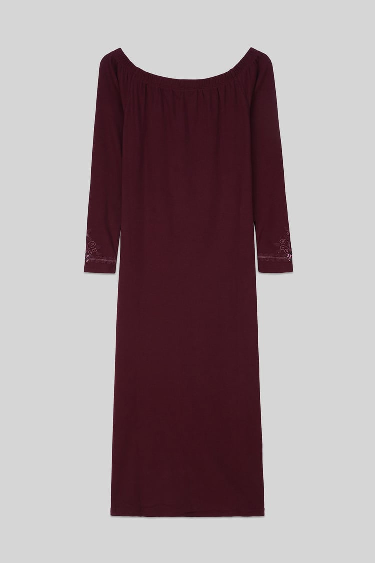 Off Shoulder Embroidery Decor Midi Dress