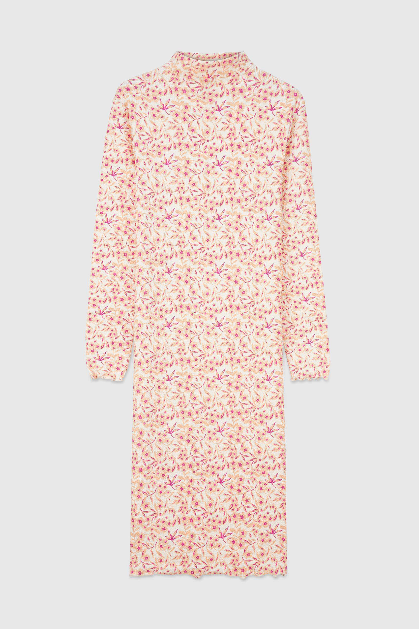 Crepe Ribbed Midi Floral Dress