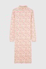 Crepe Ribbed Midi Floral Dress