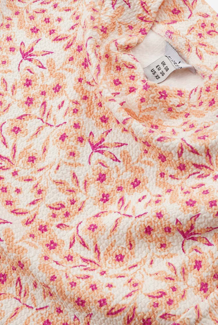 Crepe Ribbed Midi Floral Dress