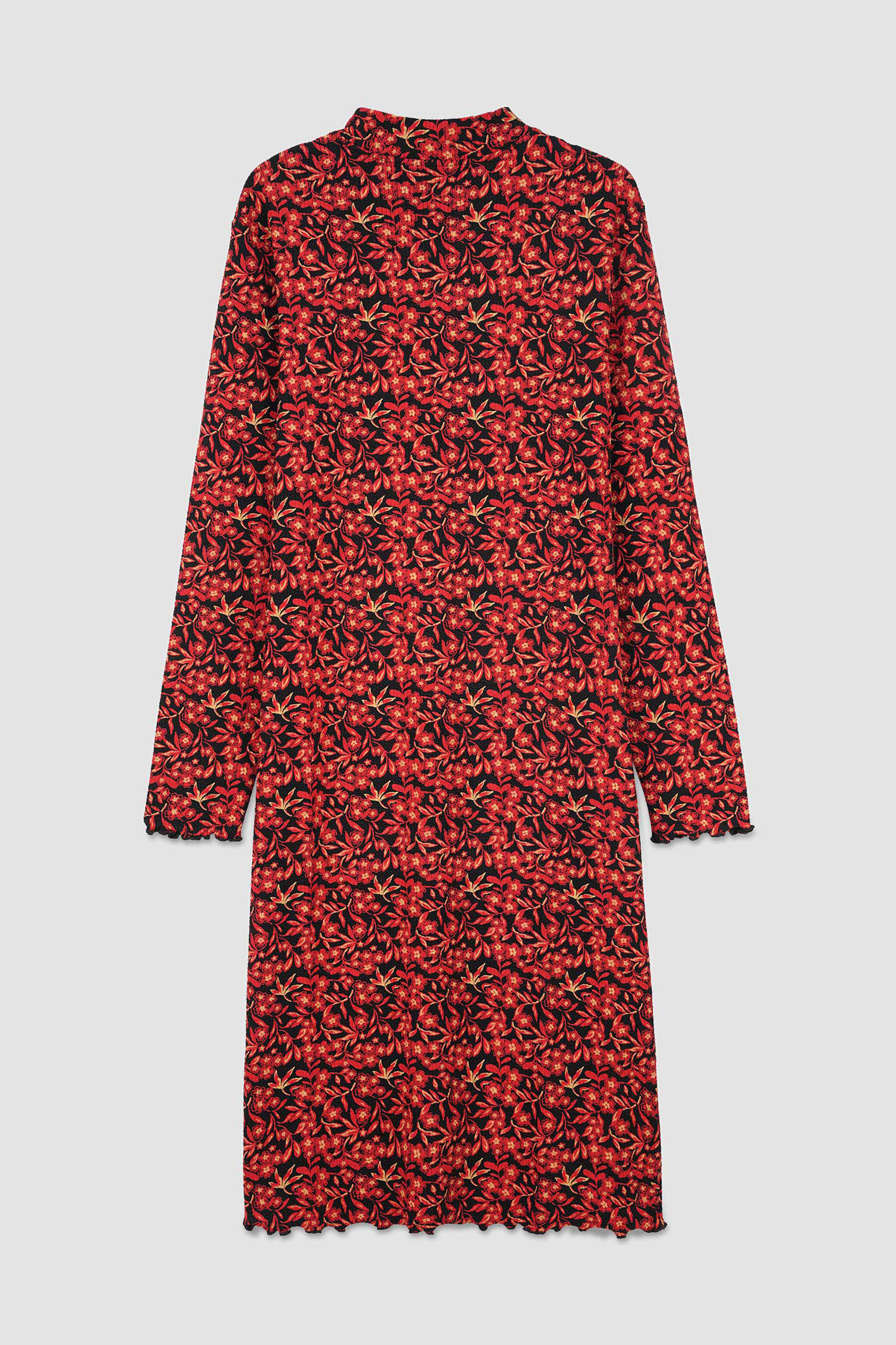 Crepe Ribbed Midi Floral Dress