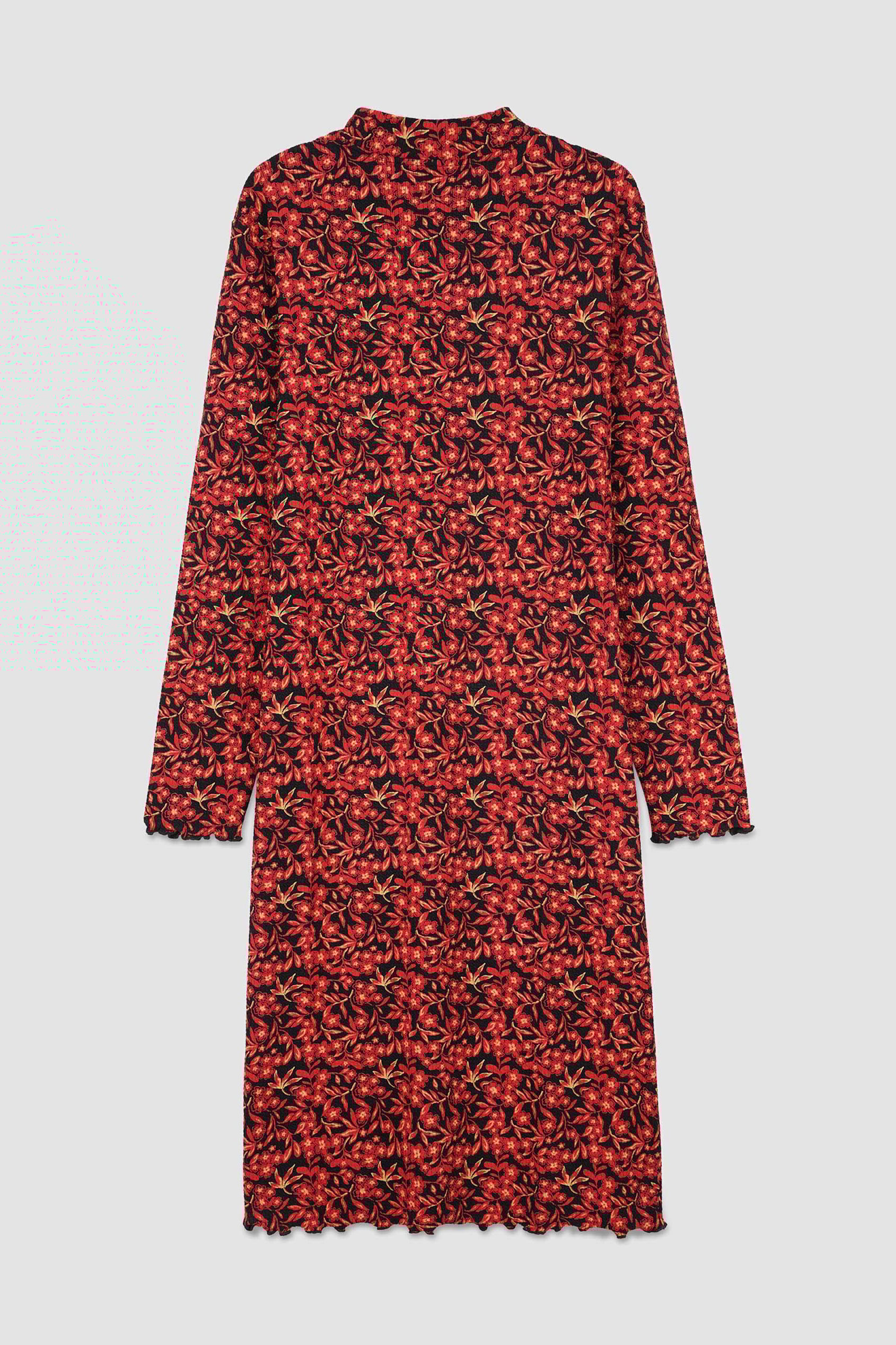 Crepe Ribbed Midi Floral Dress