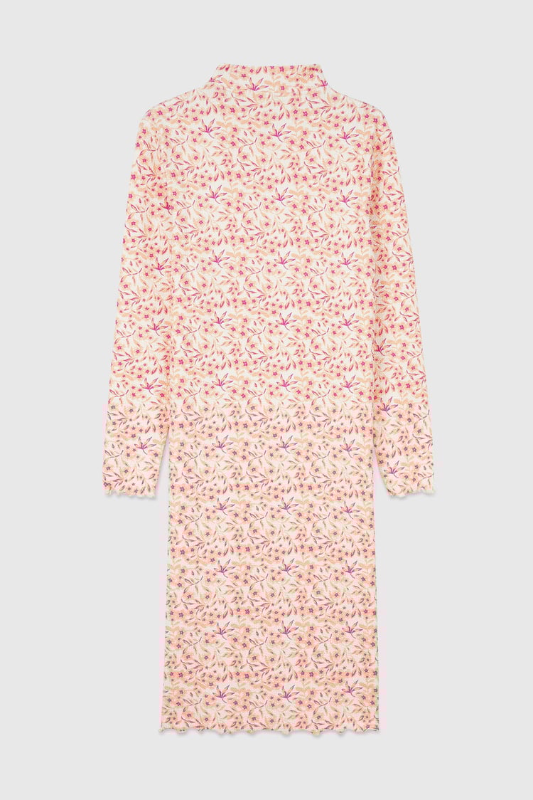 Crepe Ribbed Midi Floral Dress