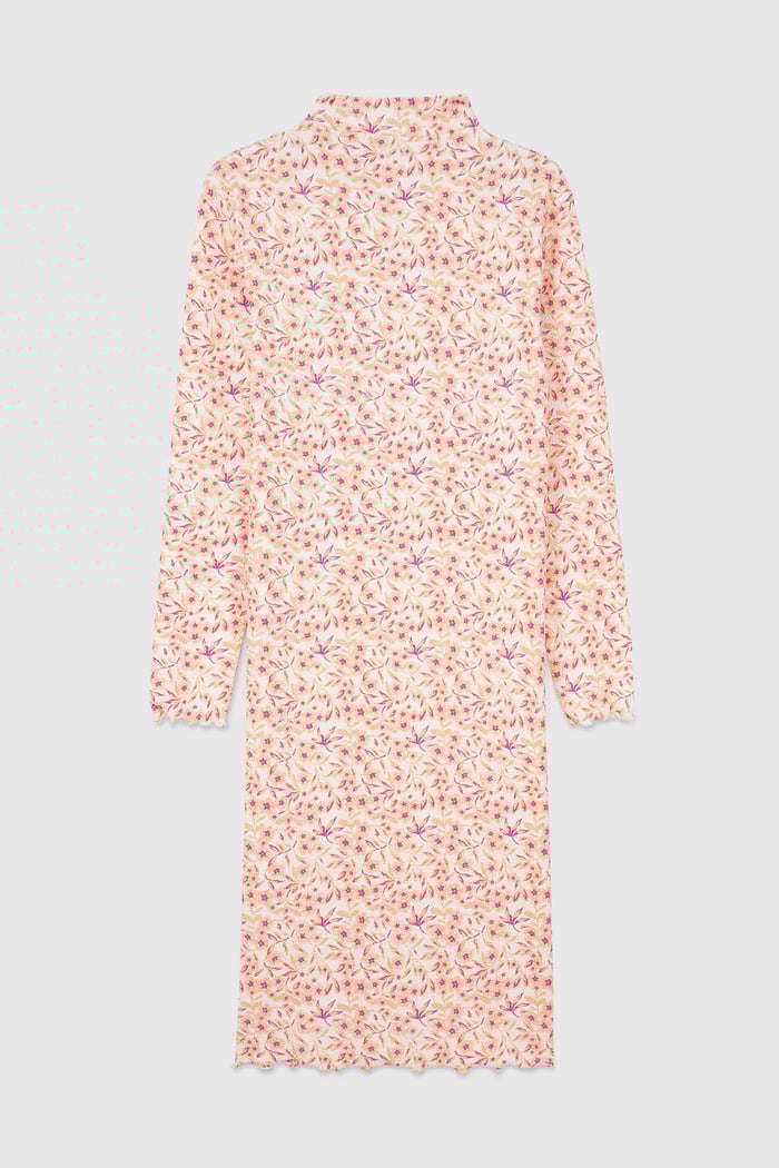 Crepe Ribbed Midi Floral Dress