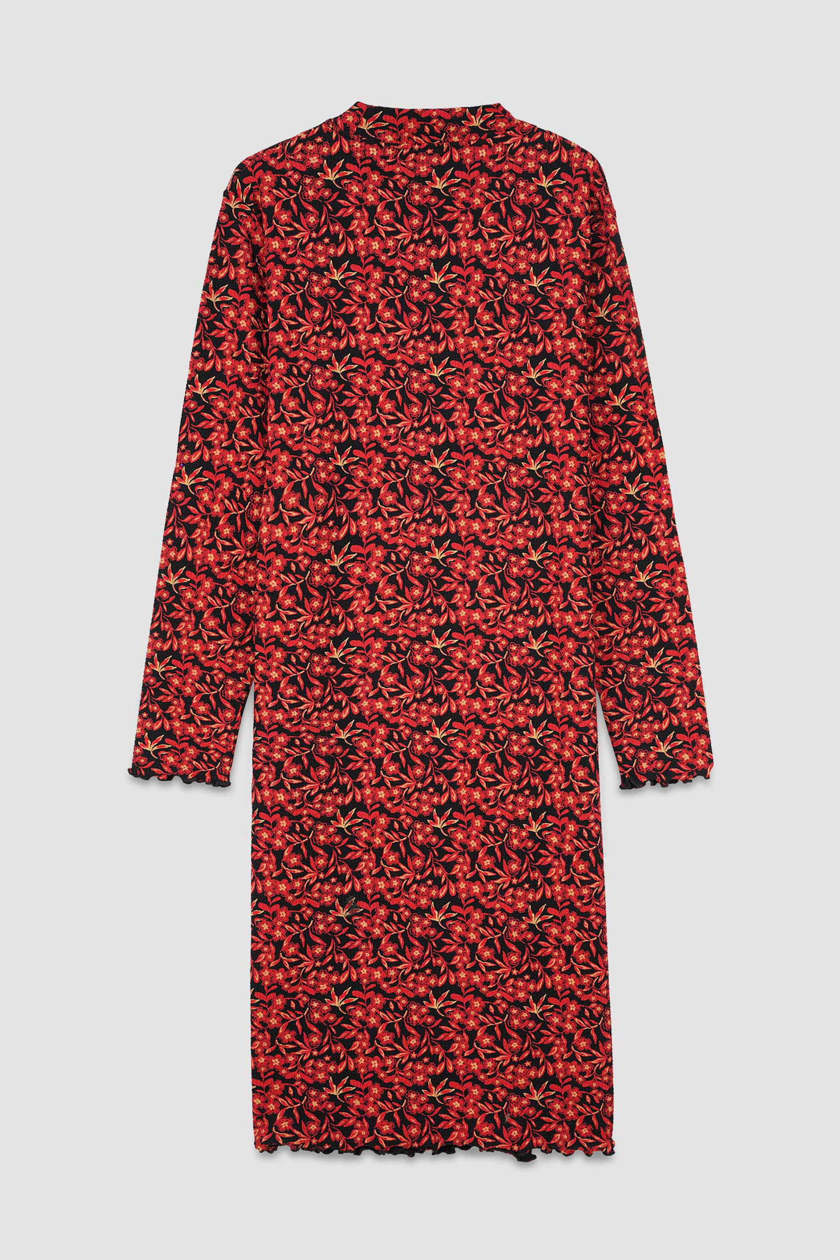 Crepe Ribbed Midi Floral Dress