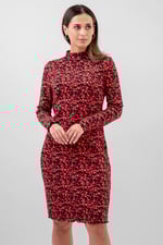 Crepe Ribbed Midi Floral Dress