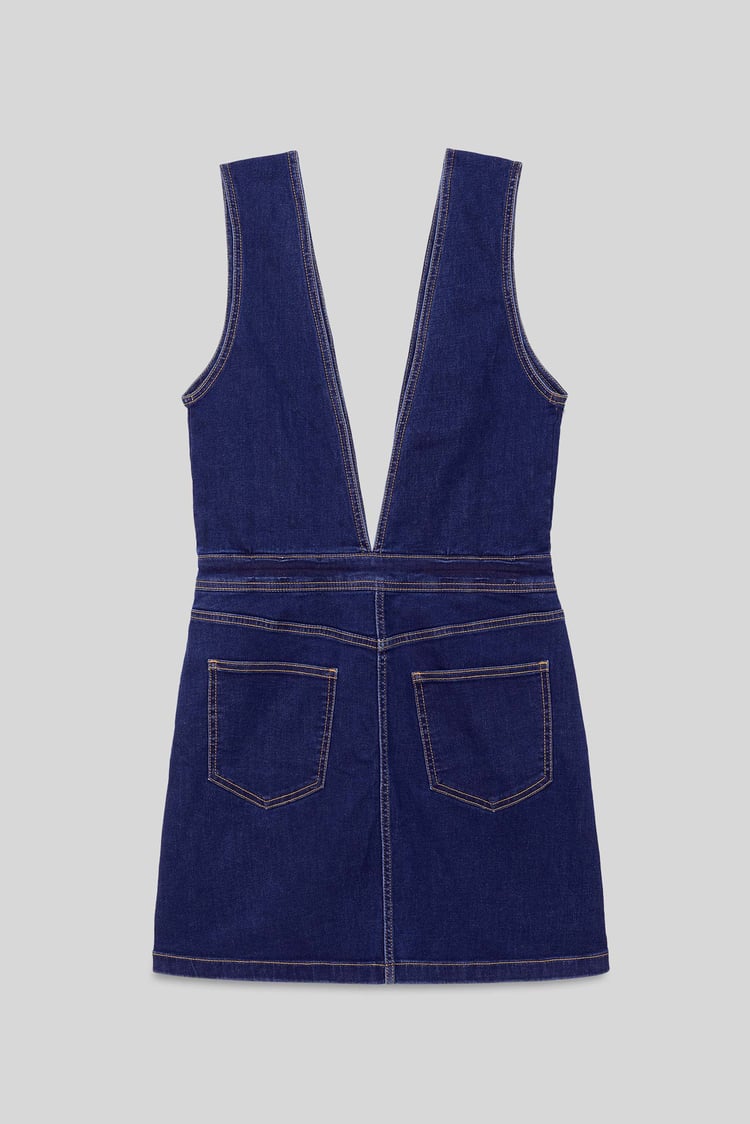 Womens Plunge V-Neck Denim Mini Dress