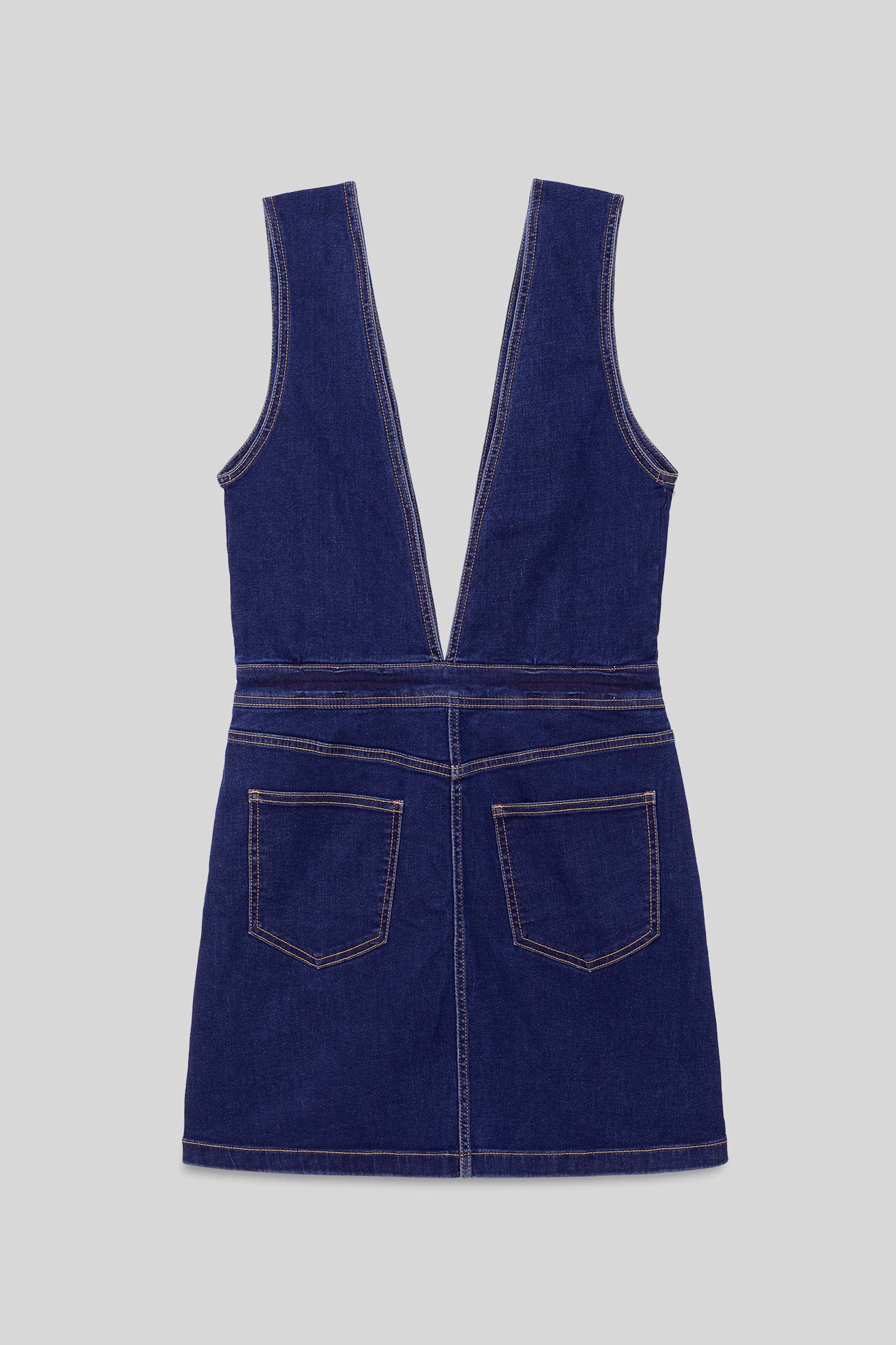 Womens Plunge V-Neck Denim Mini Dress