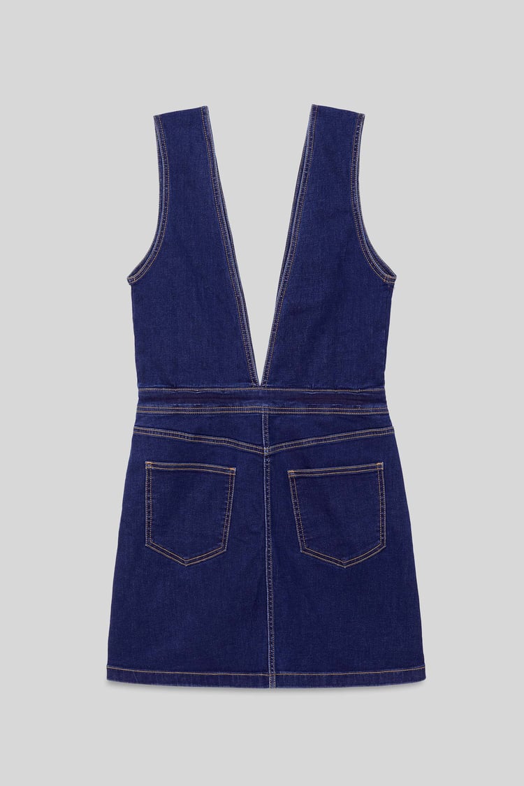Womens Plunge V-Neck Denim Mini Dress