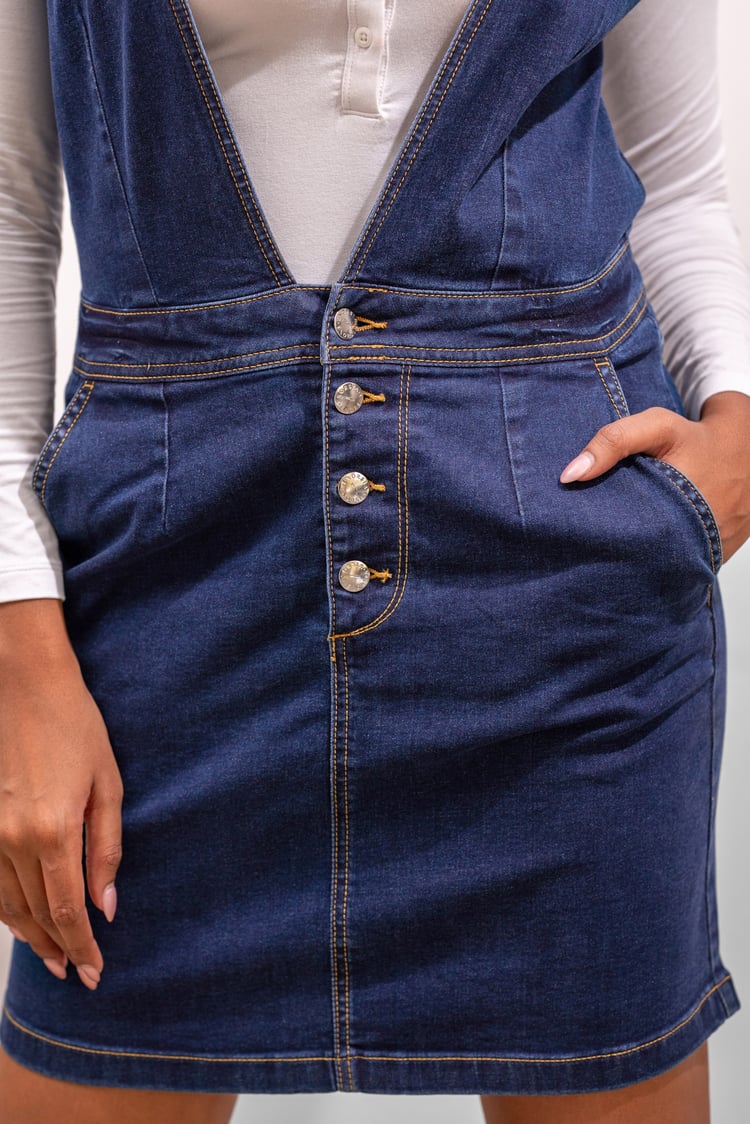 Womens Plunge V-Neck Denim Mini Dress