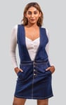 Womens Plunge V-Neck Denim Mini Dress