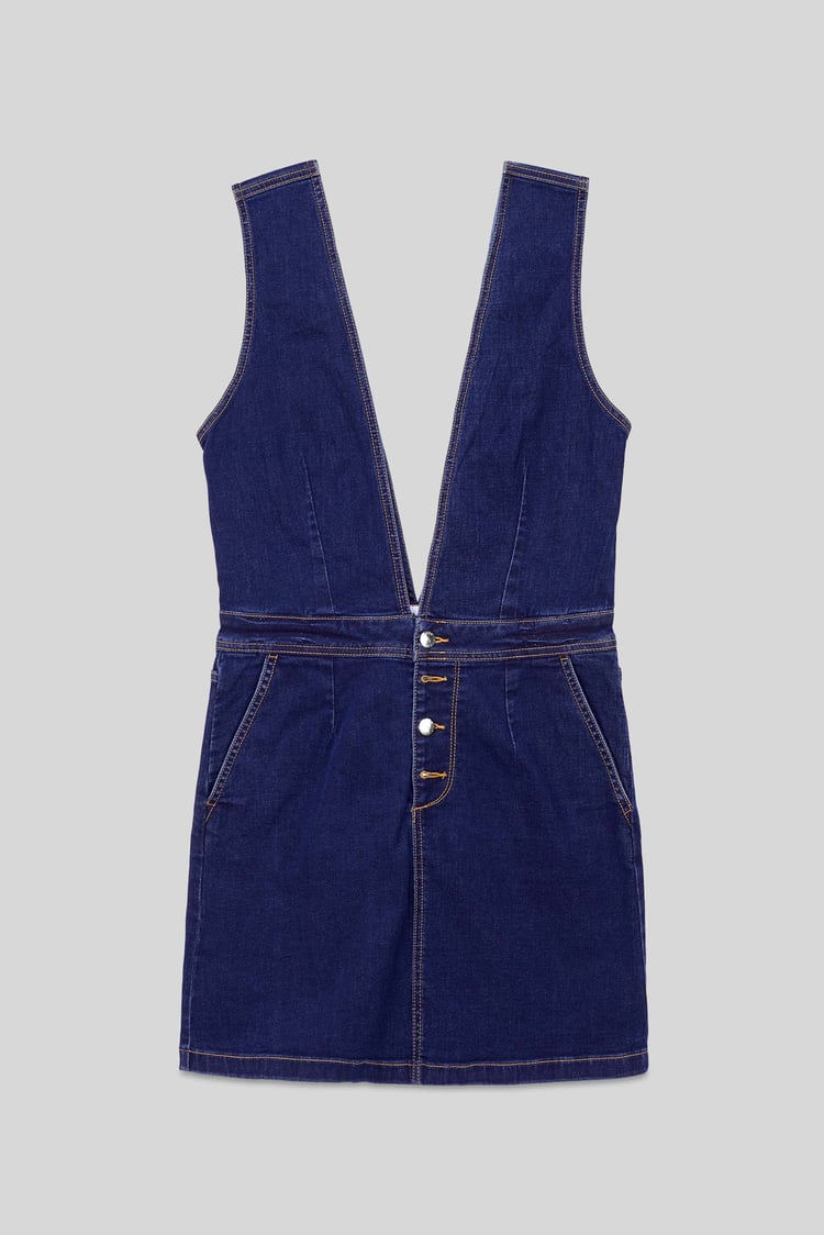 Womens Plunge V-Neck Denim Mini Dress