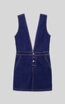 Womens Plunge V-Neck Denim Mini Dress