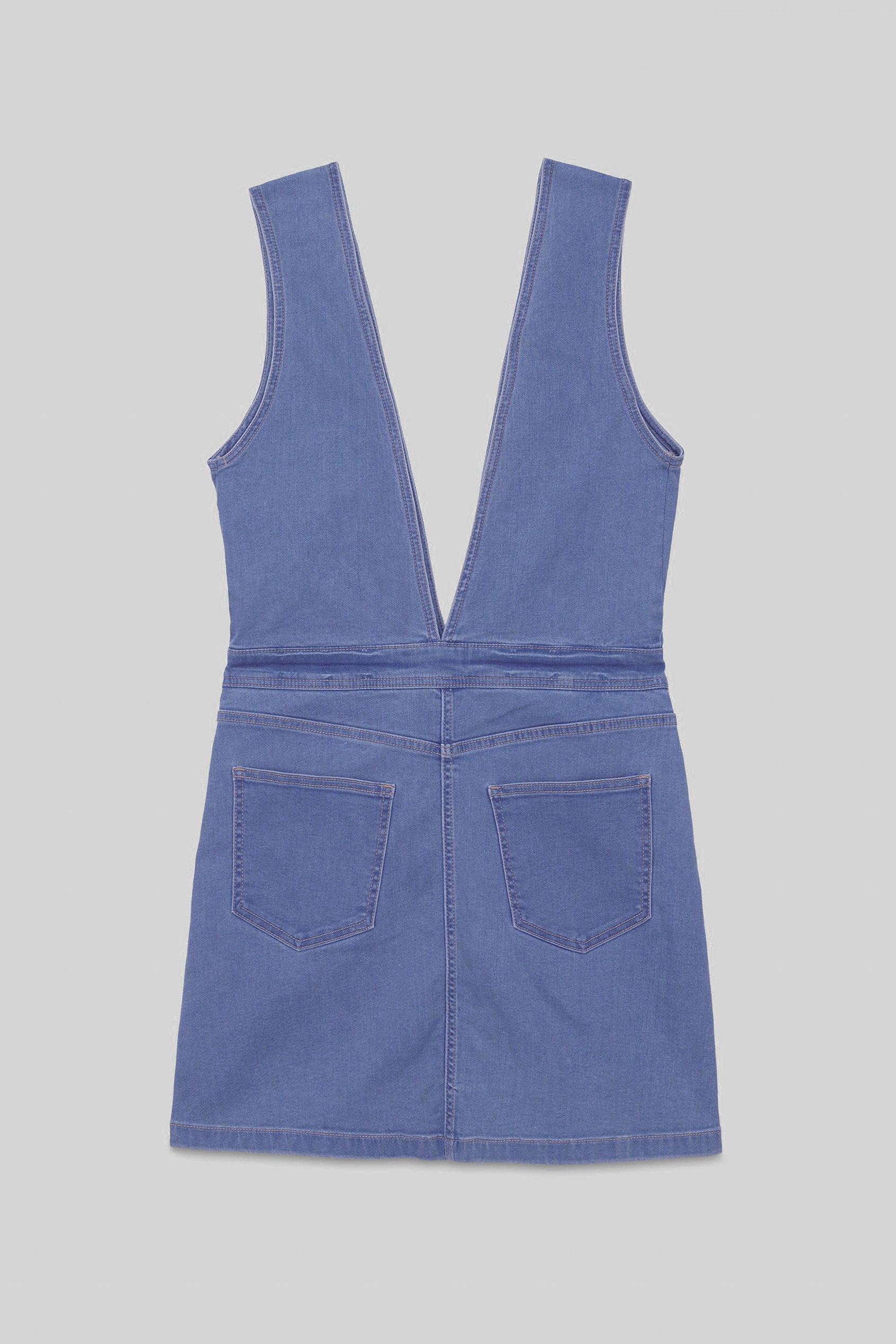 Womens Plunge V-Neck Denim Mini Dress