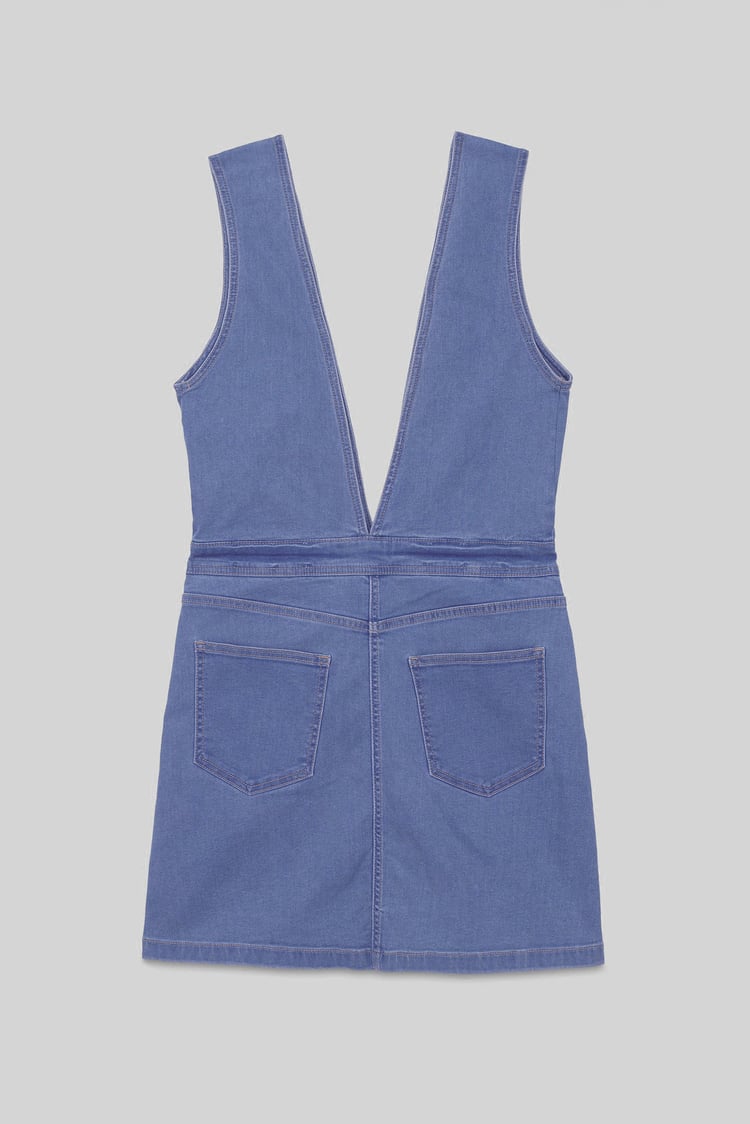 Womens Plunge V-Neck Denim Mini Dress