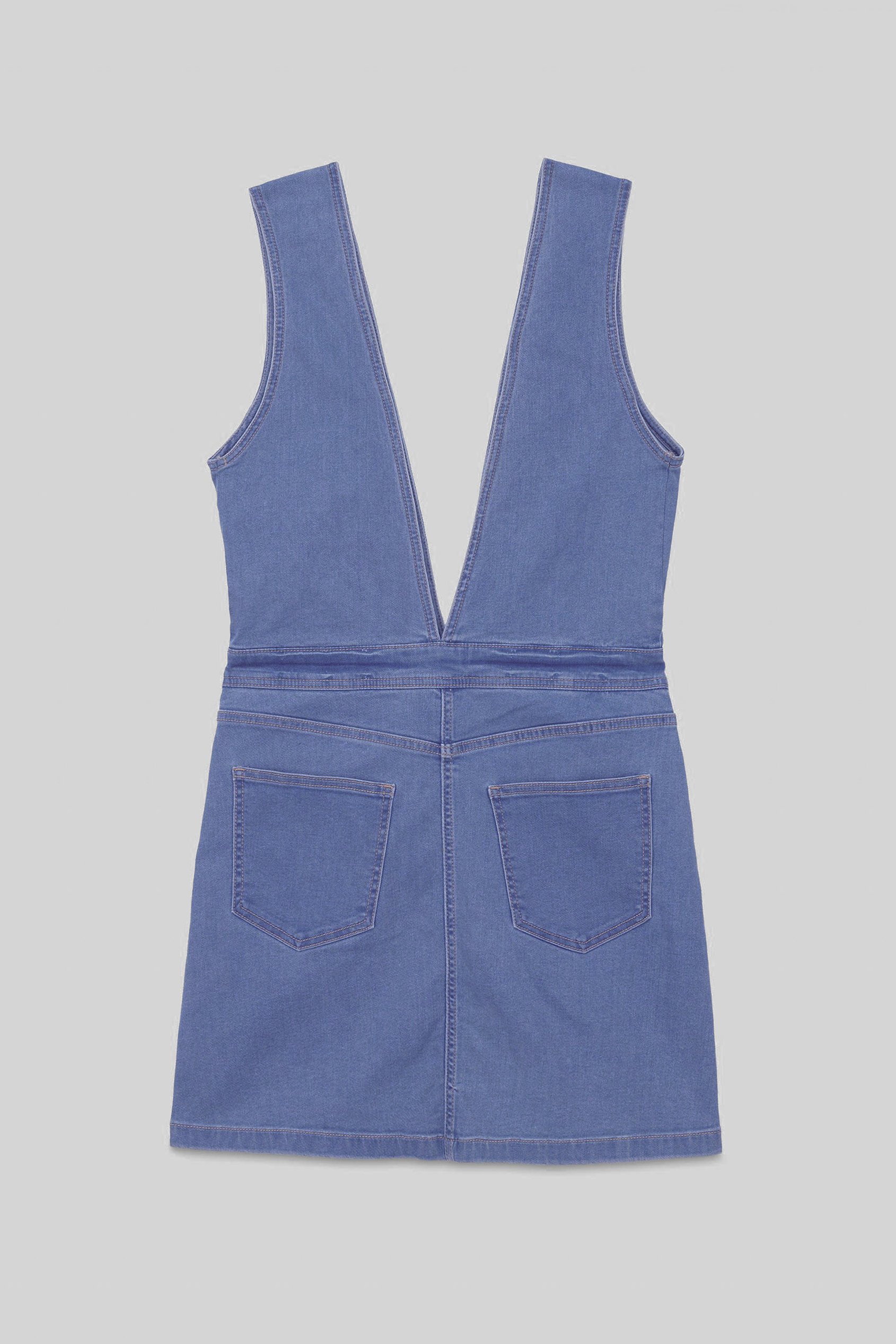 Womens Plunge V-Neck Denim Mini Dress