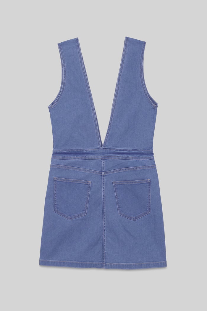 Womens Plunge V-Neck Denim Mini Dress