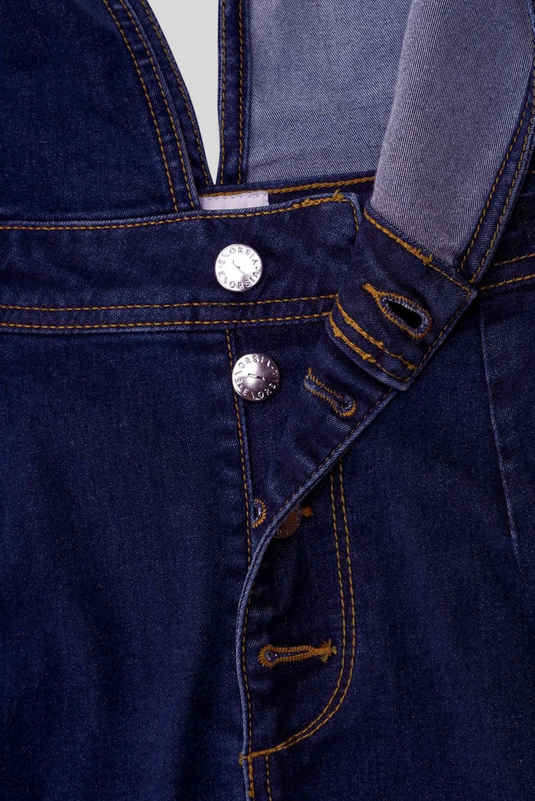 Womens Plunge V-Neck Denim Mini Dress