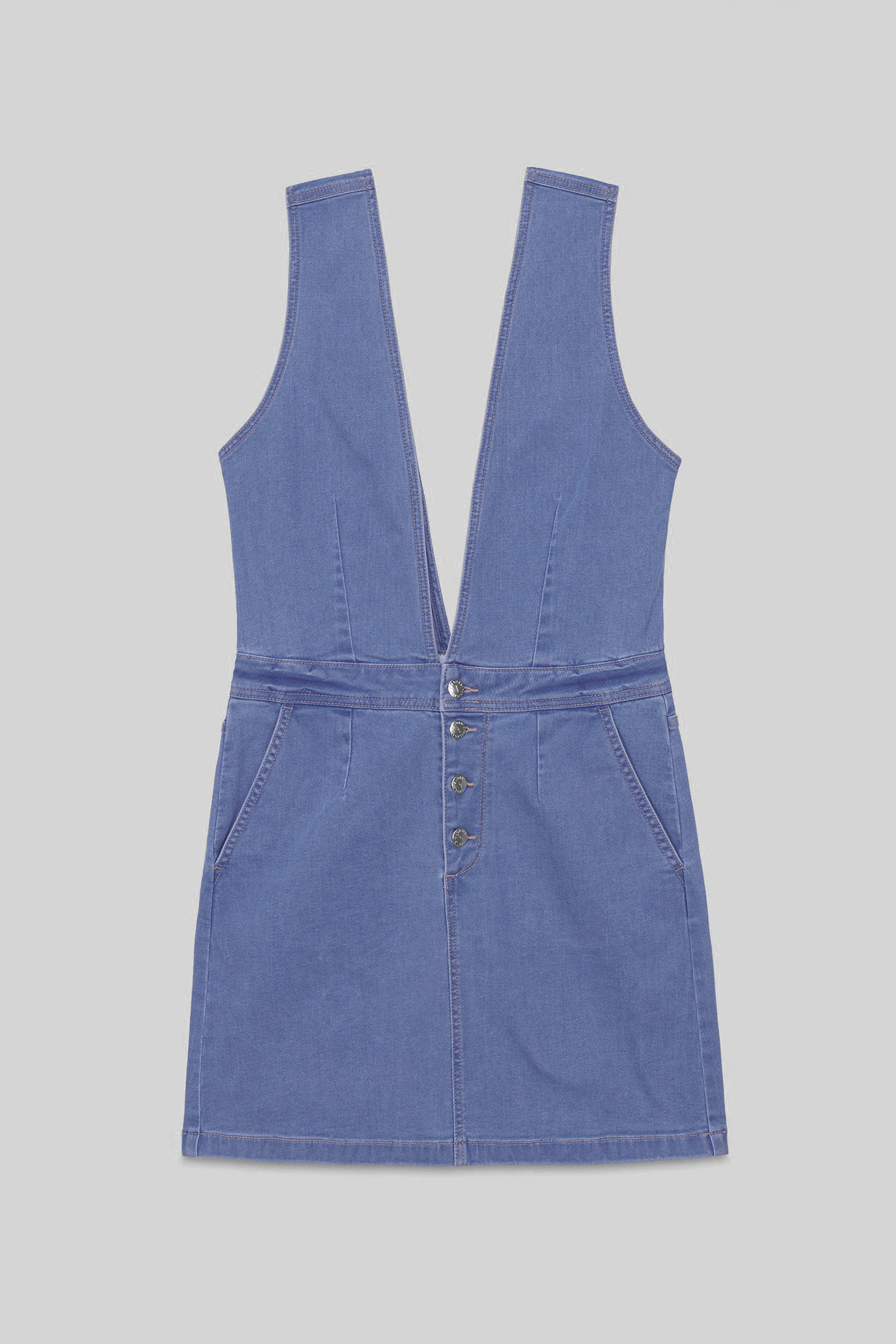 Womens Plunge V-Neck Denim Mini Dress