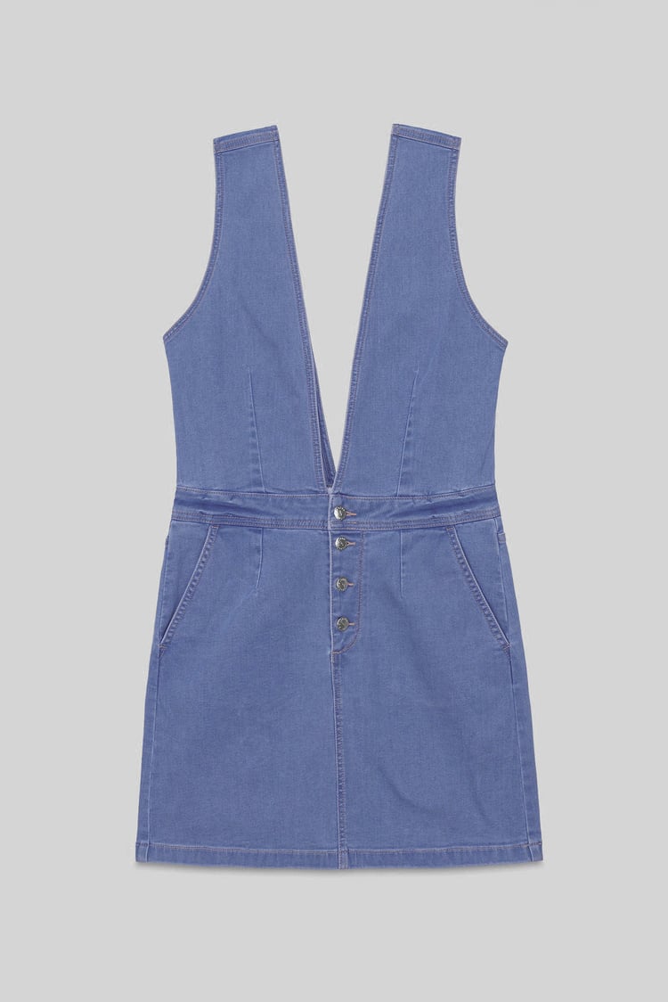 Womens Plunge V-Neck Denim Mini Dress