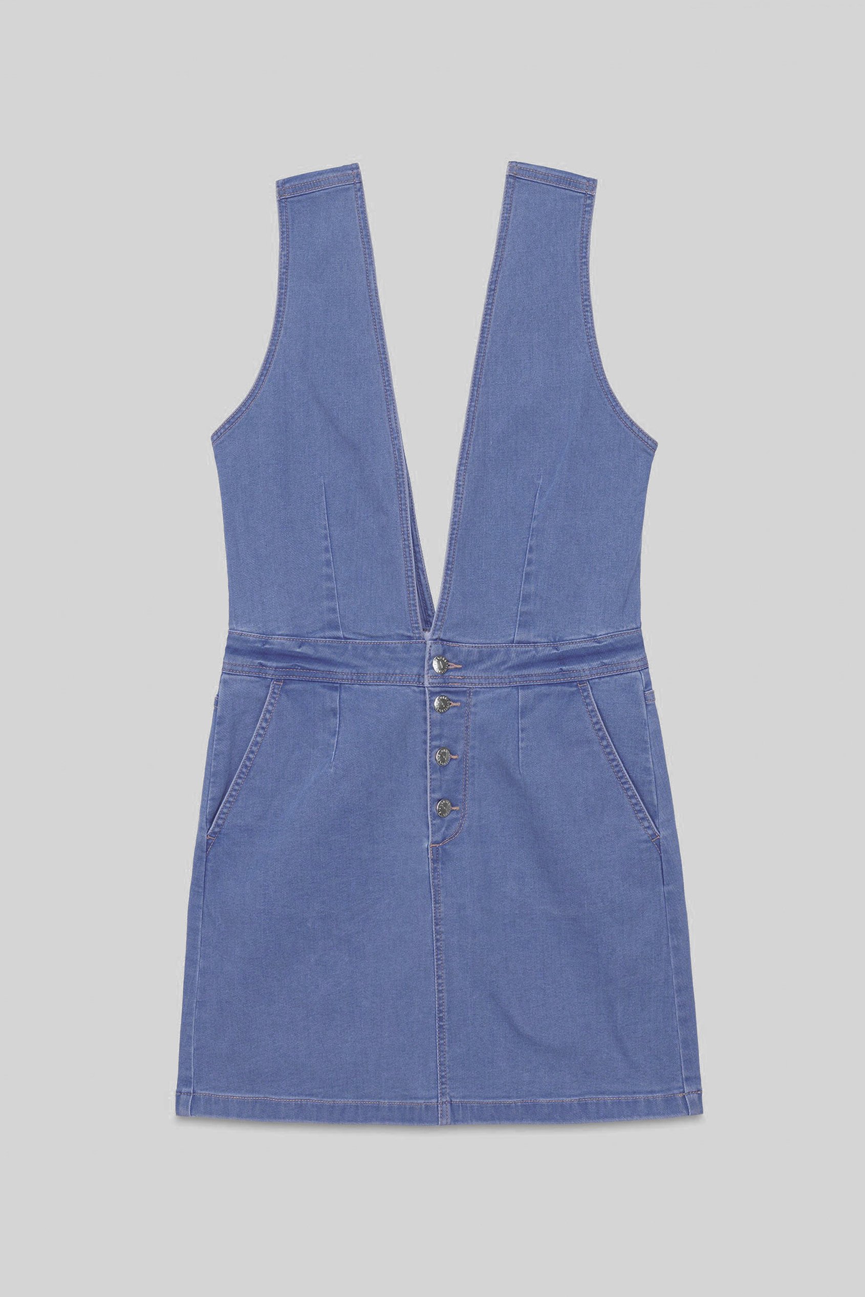 Womens Plunge V-Neck Denim Mini Dress