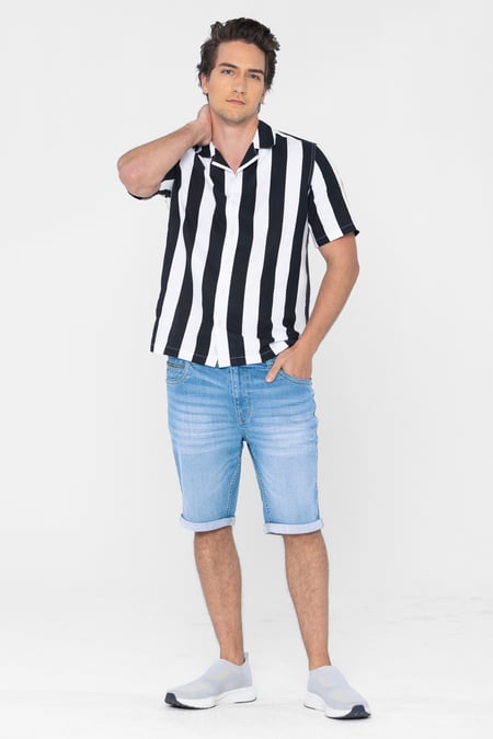 Light Blue Skinny Fit Turned Denim Shorts