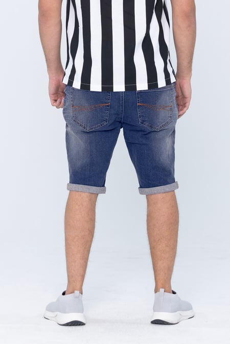 Deep Blue Skinny Fit Turned Denim Shorts