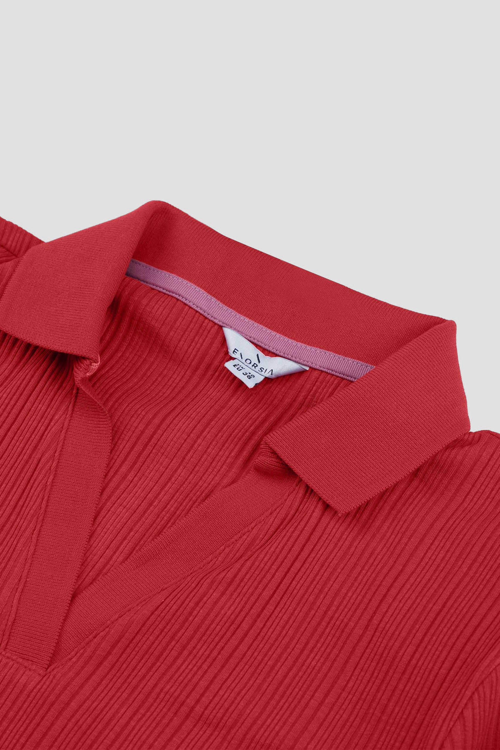 Womens Puff Sleeve V-Neck Polo Shirt