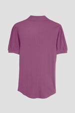 Womens Puff Sleeve V-Neck Polo Shirt