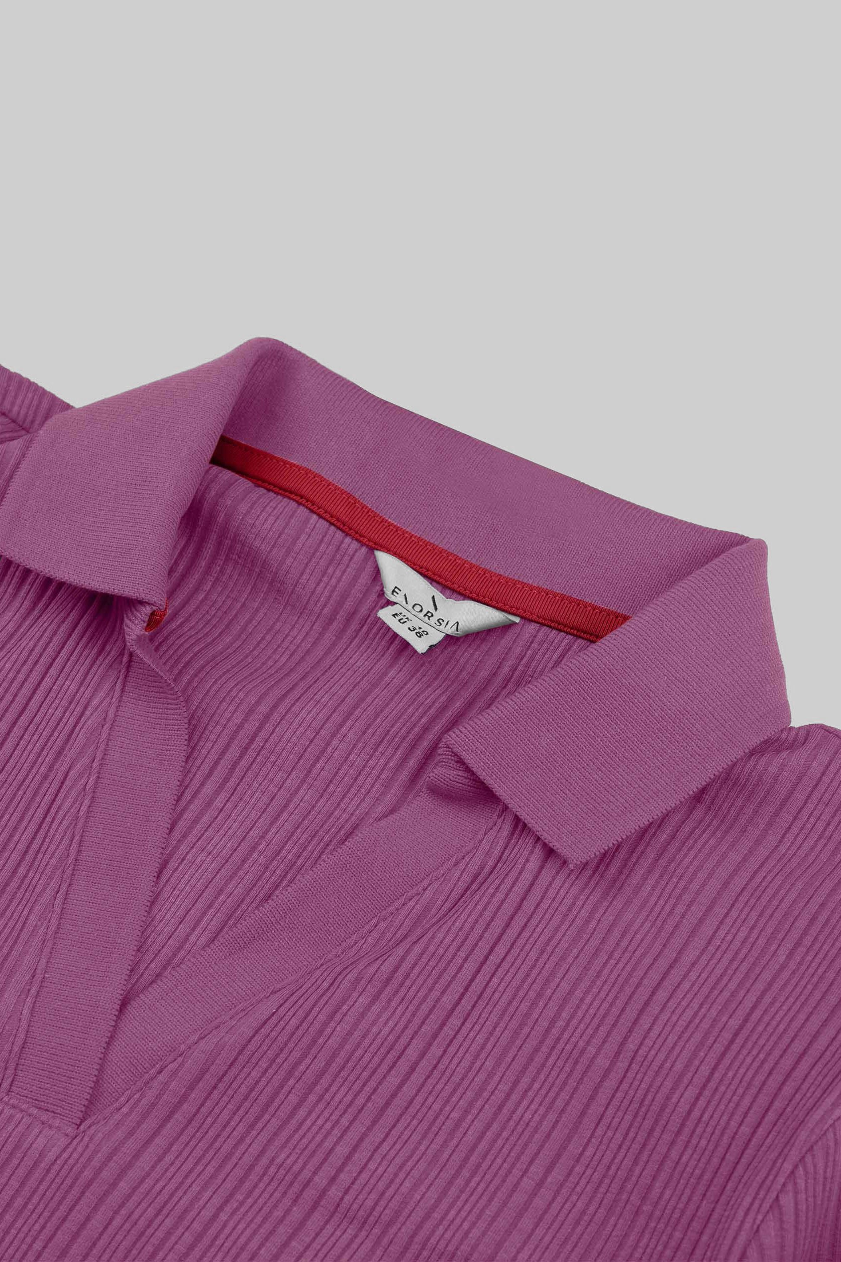 Womens Puff Sleeve V-Neck Polo Shirt