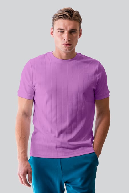 Cream Soft Cotton Design Rib T-shirt