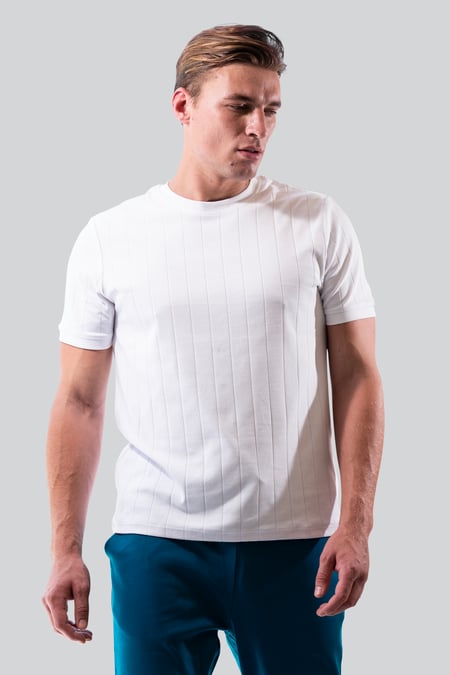 Cream Soft Cotton Design Rib T-shirt