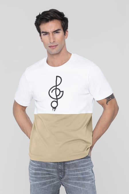 Grey Cut & Sew Colour Block T-Shirt