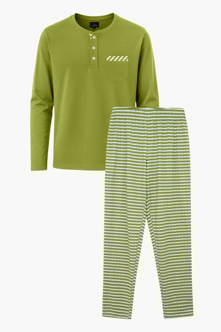 Green Cotton Rich Jersey Pyjamas Set