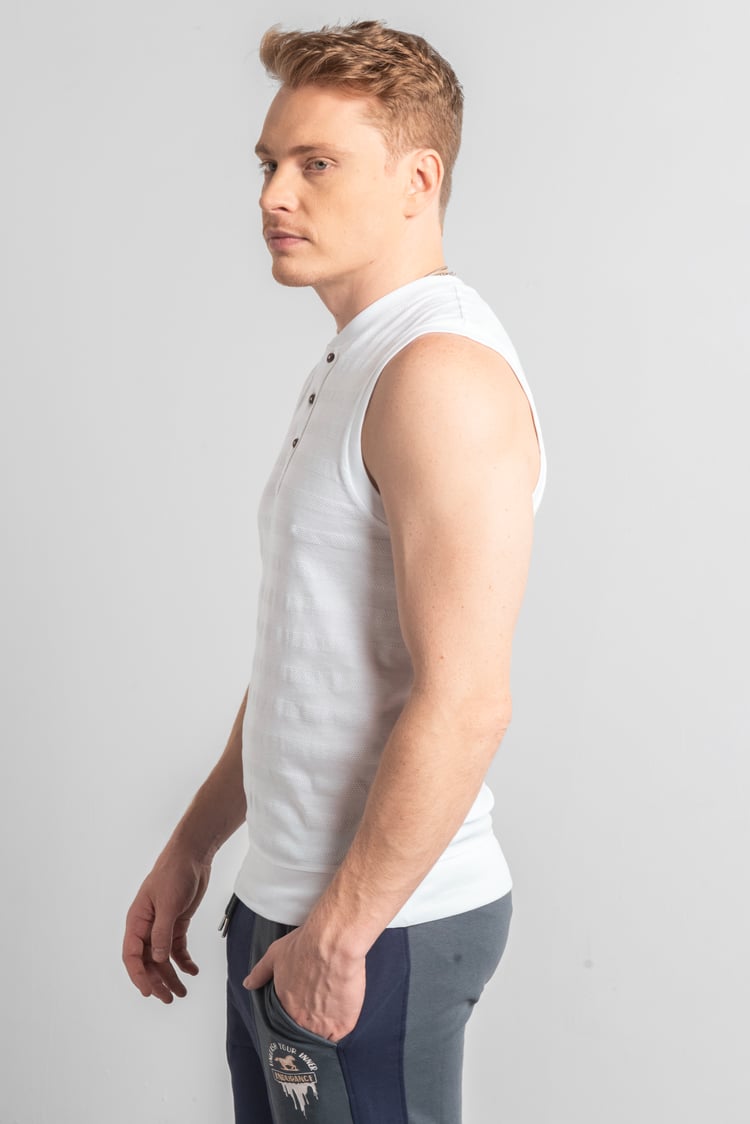 Sleeveless Henley Vest Top