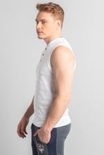 Sleeveless Henley Vest Top