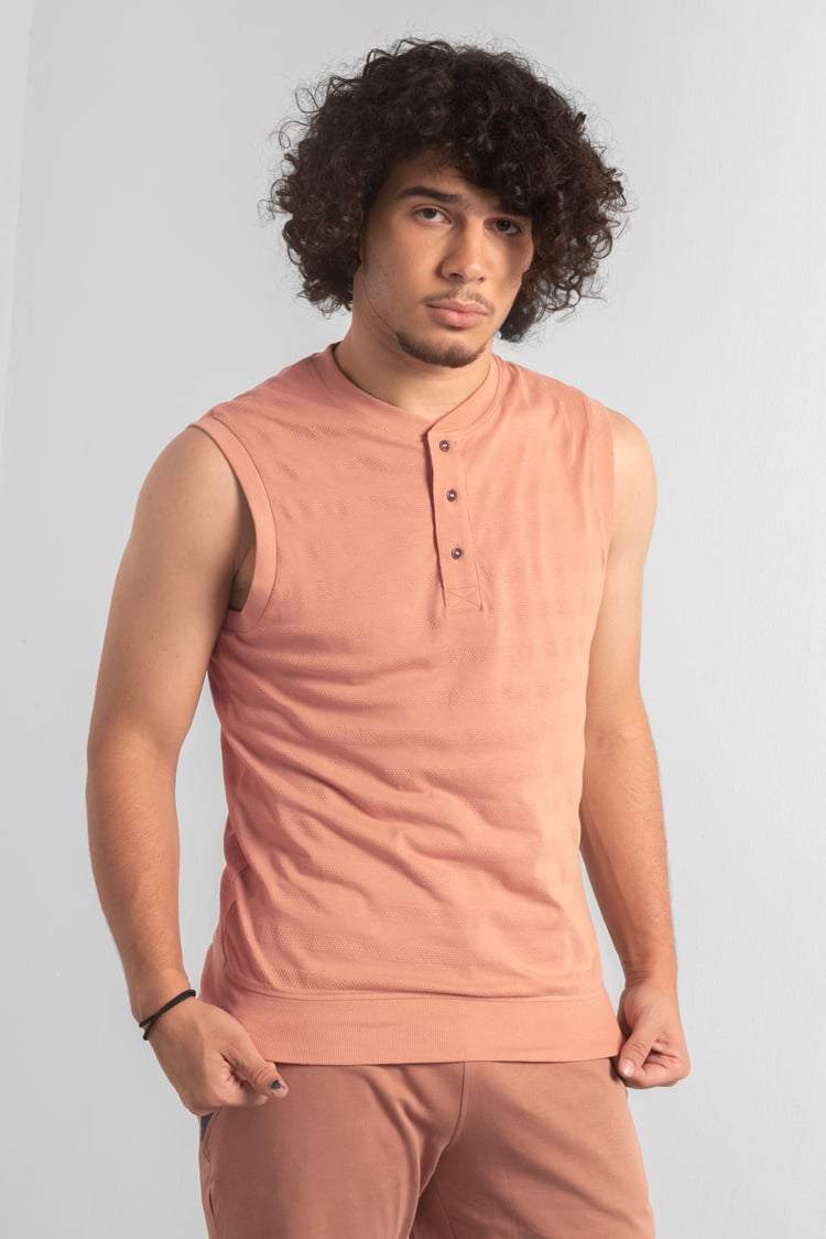 Sleeveless Henley Vest Top