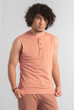 Sleeveless Henley Vest Top