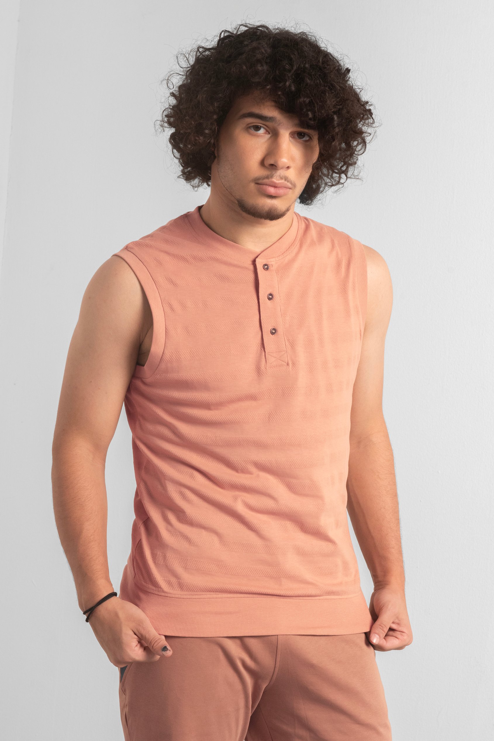 Sleeveless Henley Vest Top