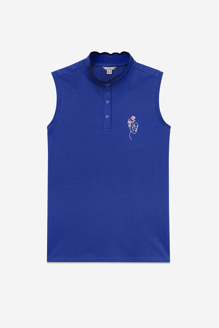 Womens Regular Fit Sleeveless Pique Polo