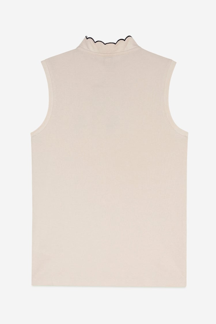 Womens Regular Fit Sleeveless Pique Polo