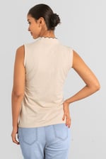 Womens Regular Fit Sleeveless Pique Polo