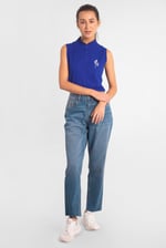 Womens Regular Fit Sleeveless Pique Polo