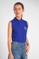 Womens Regular Fit Sleeveless Pique Polo